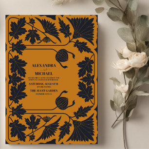 Gold Blau Art Nouveau Hochzeit Einladung