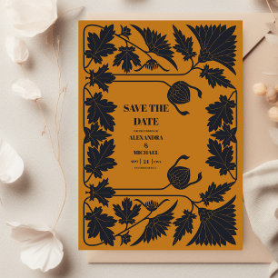 Gold Blau Art Nouveau Hochzeit Save The Date