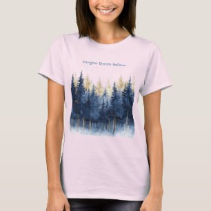 Gold Blau Bäume Stell Dir Vor Träume Glauben   T-Shirt