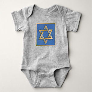Gold Blau Davidstern Kunst-Panel Baby-Bodyanzug Baby Strampler