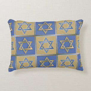 Gold Blau Davidstern-Kunstpaneele Dekokissen