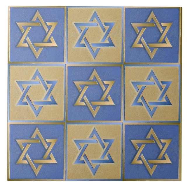 Gold Blau Davidstern-Kunstpaneele Fliese (Vorderseite)