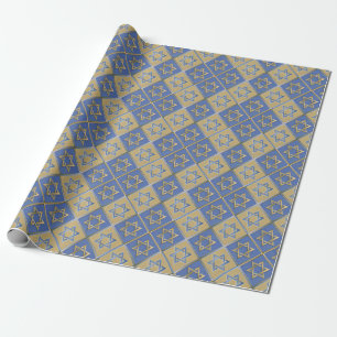 Gold Blau Davidstern-Kunstpaneele Geschenkpapier