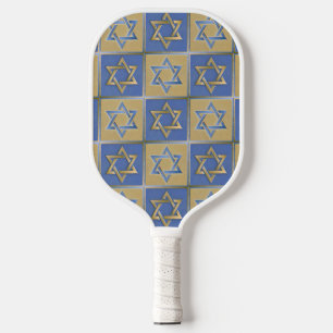 Gold Blau Davidstern-Kunstpaneele Pickleball Schläger