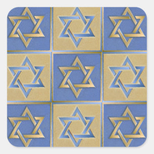 Gold Blau Davidstern-Kunstpaneele Quadratischer Aufkleber