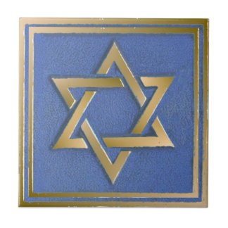 Gold Blau Davidstern Kunstpanel Fliese