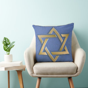 Gold Blau Davidstern Kunstpanel Kissen