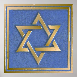 Gold Blau Davidstern Kunstpanel Poster