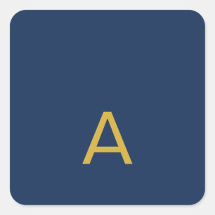 Gold & Blau Farb Monogramm Professionelle Initiale Quadratischer Aufkleber