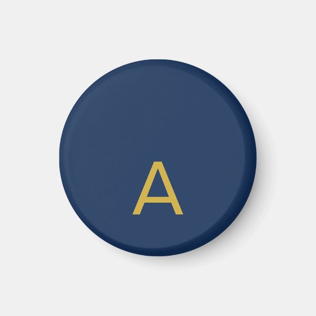 Gold & Blau Farbiges Monogramm Professioneller Anf Magnet (Vorne)