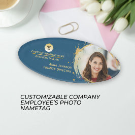 Gold & Blau, Firmenlogo hinzufügen und Foto für Mi Namenschild