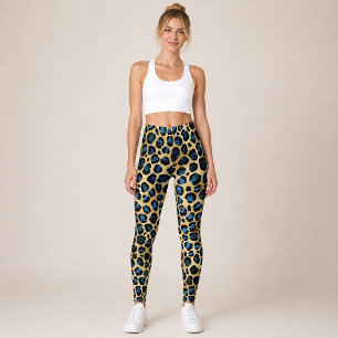 Gold Blau Leopard Leggings