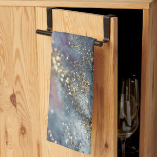 Gold Blau Lila Glitter Glam 1 Geschirrtuch