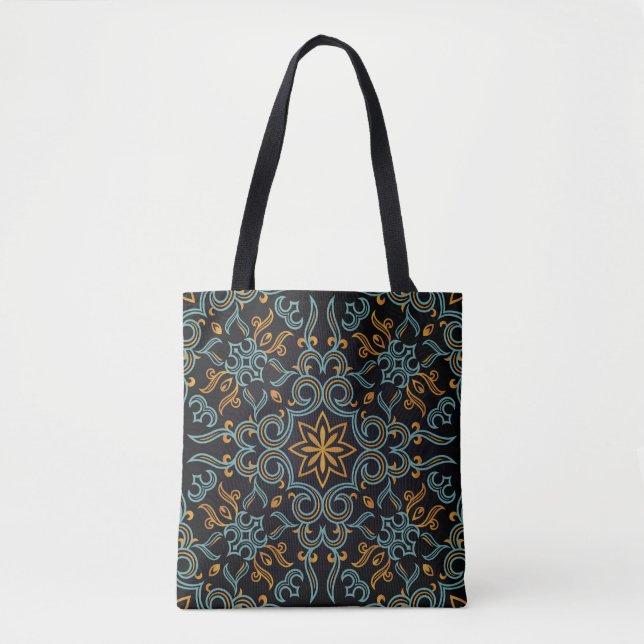Gold & Blau: Ornamental Vintag Tasche (Vorderseite)