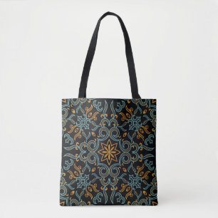 Gold & Blau: Ornamentaler Vintage-Stil Tasche