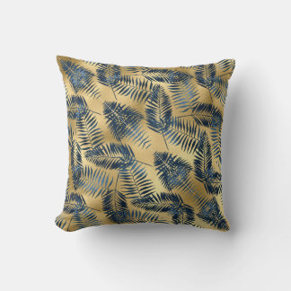 Gold Blau Palmwedel Wurfkissen Kissen
