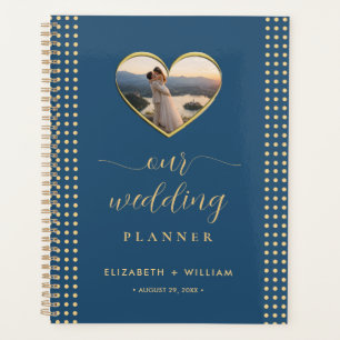 Gold & Blau Punkte personalisierte Hochzeit Planer