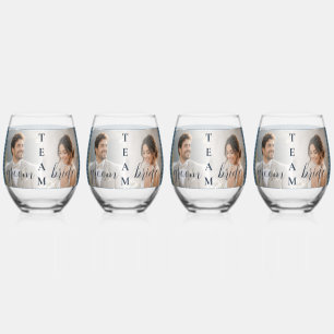 Gold & Blau Punkte personalisierte Hochzeit Weinglas Ohne Stiel