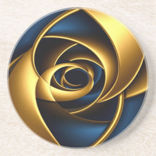 gold blau spiral abstrakt wirbel muster luxus ge getränkeuntersetzer