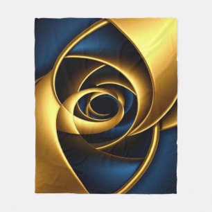 gold blau spiral abstraktes Wirbelmuster Luxus ge Fleecedecke