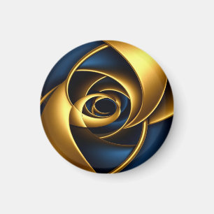 Gold Blau Spirale abstraktes Wirbelmuster Luxus ge Magnet