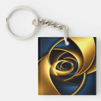 Gold Blau Spirale abstraktes Wirbelmuster Luxus ge Schlüsselanhänger
