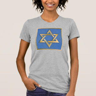 Gold Blau Stern Davids Kunstpanel T-Shirt