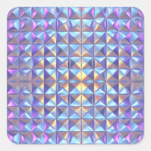 Gold, Blau und Lila Irisierende Geometrische 2 Quadratischer Aufkleber