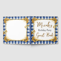 Gold Blau Weiß Gingham Luxus Modern Trendig Chic