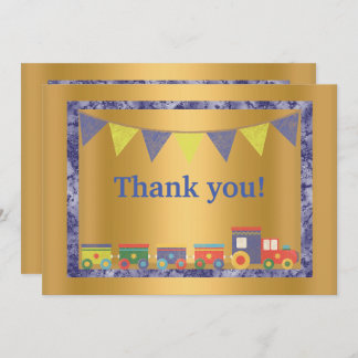 GOLD BLAUE MARBLE TRIM TOM TRAIN DANK EINLADUNG