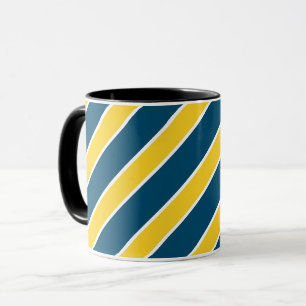 Gold/blaue, weiße Bänder, Streifen, geangelt, Tasse