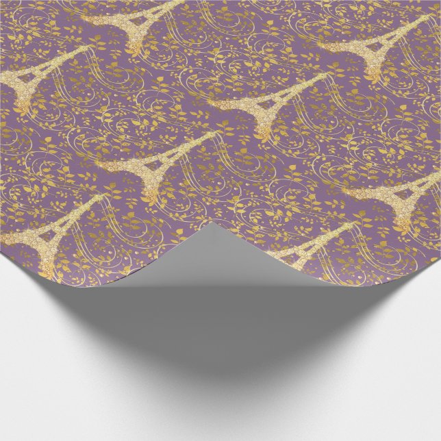 Gold Bling Eiffelturm Geschenkpapier (Ecke)