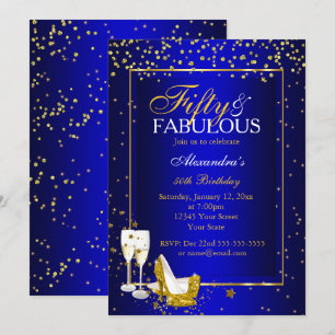 Gold Blue 50 Fantastisches Champagner-Party Einladung
