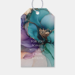 Gold Blue Aqua Lila Blume Brautparty Geschenkanhänger