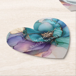 Gold Blue Aqua Lila Blume Brautparty Untersetzer