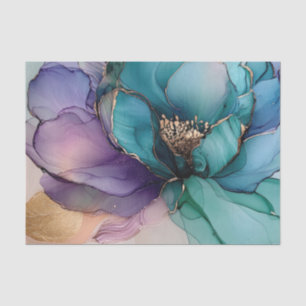 Gold Blue Aqua Lila Blume Seidenpapier