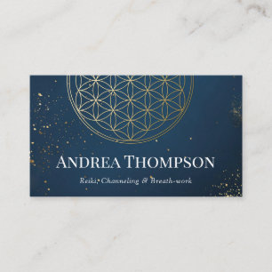 Gold & Blue Blume des Lebens, Reiki, Channeling Visitenkarte