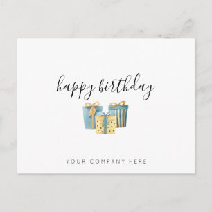 Gold Blue Business Employee Birthday Postkarte