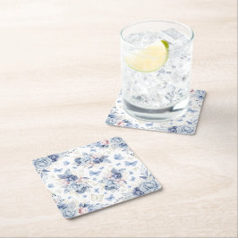 Gold & Blue Butterfys Boy Baby Shower Rechteckiger Pappuntersetzer