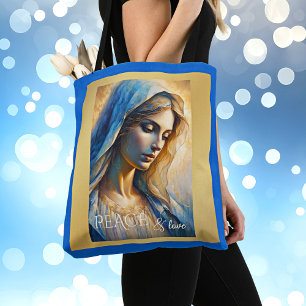 Gold Blue Christlich Jungfrau Mary Tasche