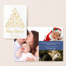 Gold Blue Christmas Tree Holiday Foto Collage