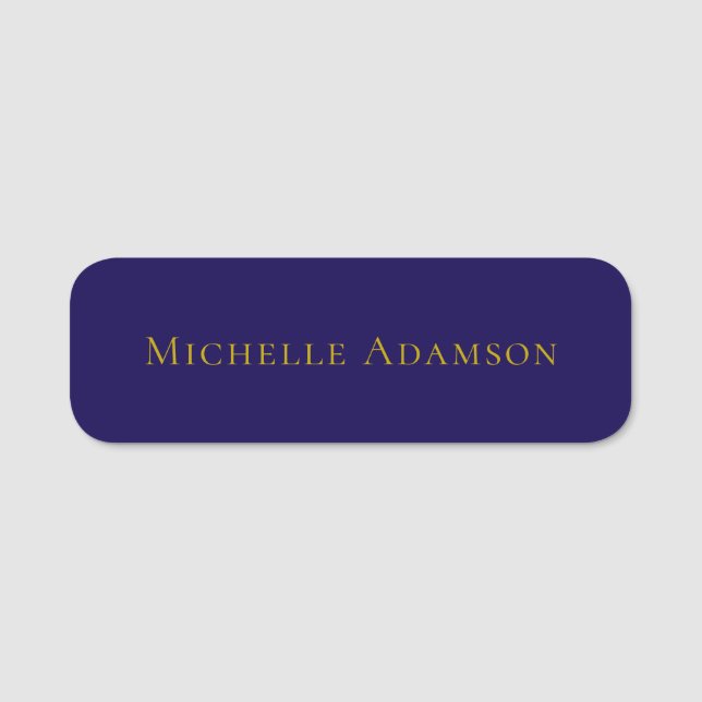 Gold & Blue Color Professional Plain Modern Namensschild (Vorderseite)