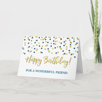 Gold Blue Confetti Friend Geburtstagskarte Karte