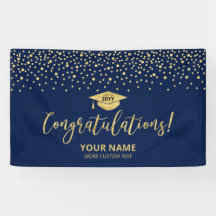 Gold & Blue Confetti Gratulation Abschluss