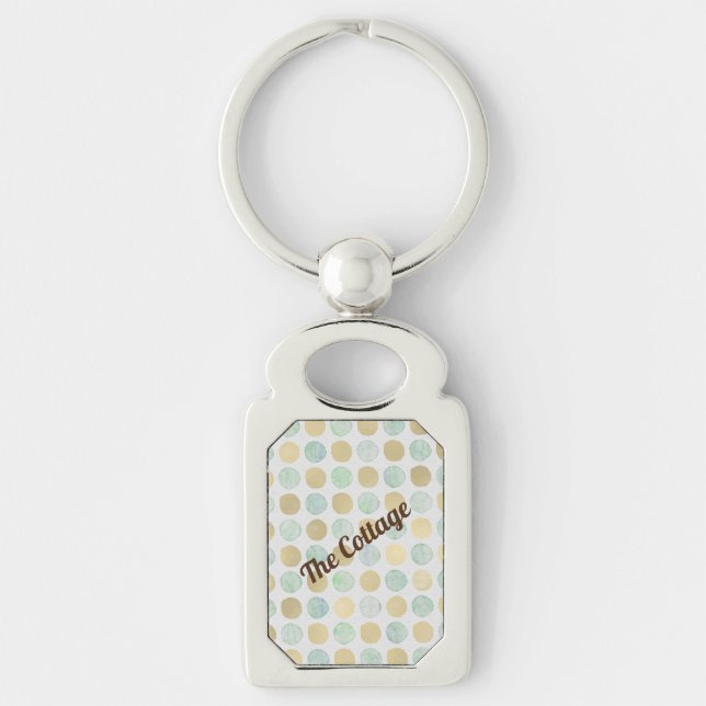 Gold & Blue Dots - Ferienvermietung - Beach House  Schlüsselanhänger (Vorderseite)