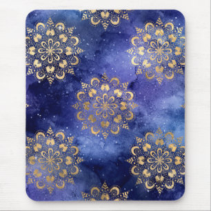 Gold & Blue Galaxie-Dharma-Mandala-Muster Mousepad
