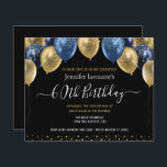 Gold Blue Glitzer Balloons 60. Geburtstag<br><div class="desc">Elegante Imitate blauer und goldener Glitzer Ballons an der oberen Grenze. Alle Texte sind individuell einstellbar und lassen sich für Ihr eigenes Party leicht ändern. Das elegante Save the Date der Geburtstagsgeschenke. Elegante,  moderne und stilvolle Typografie</div>