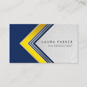Gold Blue Glitzer Geometrie Moderne Visitenkarte