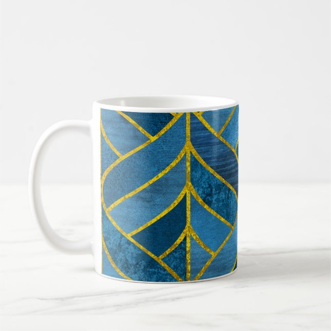 Gold Blue Grunge Muster Kaffeetasse (Links)