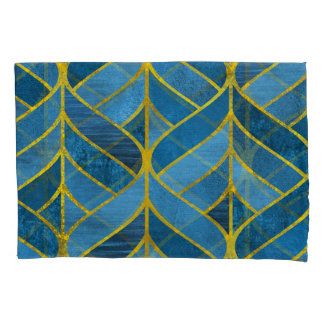 Gold Blue Grunge Muster Kissenbezug